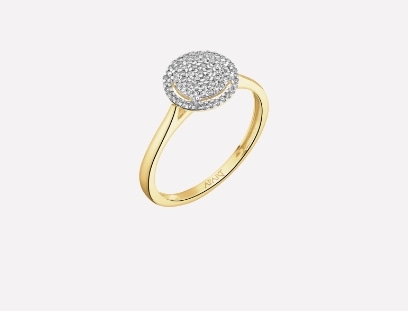 Rhodium-Plated Yellow Gold Ring with Diamonds