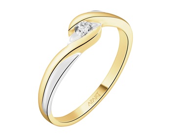 Yellow gold ring with brilliant - 0,10 ct - fineness 14 K