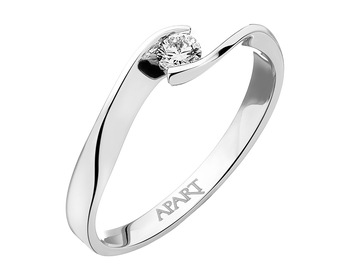 White gold diamond ring - 0,10 ct - fineness 14 K