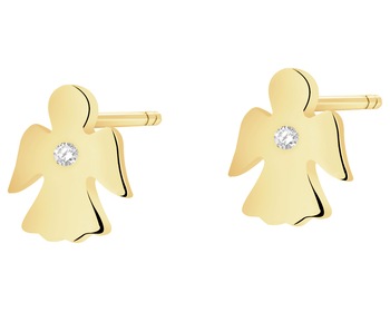 9ct Yellow Gold Earrings with Diamonds - 0,004 ct - fineness 9 K