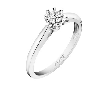 14 K Rhodium-Plated White Gold Ring with Diamond - 0,23 ct - fineness 14 K