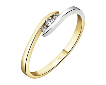 Yellow and white gold ring with brilliants - 0,06 ct - fineness 585