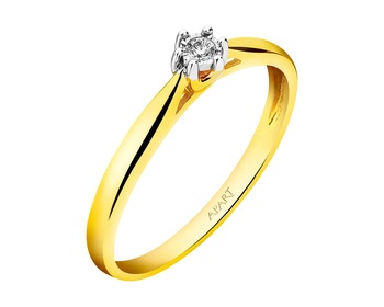 585 Yellow And White Gold Plated Ring with Diamond - 0,03 ct - fineness 585