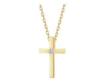 9 K Rhodium-Plated Yellow Gold Pendant with Diamond - 0,004 ct - fineness 9 K