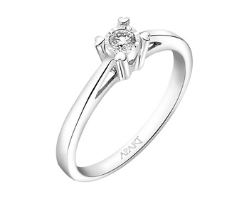 585 Rhodium-Plated White Gold Ring with Brilliant Cut Diamond - 0,06 ct - fineness 14 K