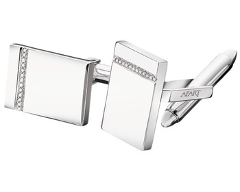White gold cufflinks with diamonds - 0,06 ct - fineness 14 K
