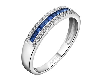 14 K Rhodium-Plated White Gold Band Ring - fineness 14 K