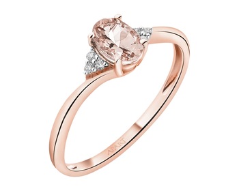 14 K Rhodium Plated Rose Gold Ring - fineness 14 K