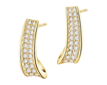 14 K Yellow Gold Earrings with Diamonds - 0,16 ct - fineness 14 K
