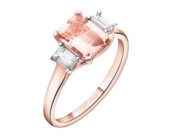 14 K Rhodium Plated Rose Gold Ring - fineness 14 K