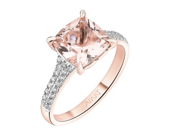 14 K Rhodium Plated Rose Gold Ring - fineness 14 K