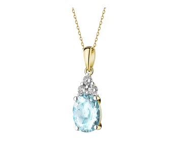 14 K Rhodium-Plated Yellow Gold Pendant - fineness 14 K