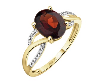 14 K Rhodium-Plated Yellow Gold Ring - fineness 14 K