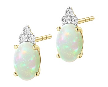 14 K Rhodium-Plated Yellow Gold Earrings  - fineness 14 K
