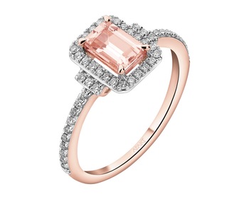 14 K Rhodium Plated Rose Gold Ring - fineness 14 K