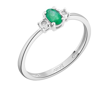 14 K Rhodium-Plated White Gold Ring - fineness 14 K