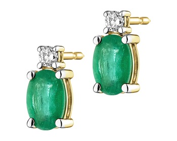 18 K Rhodium-Plated Yellow Gold Earrings  - fineness 18 K
