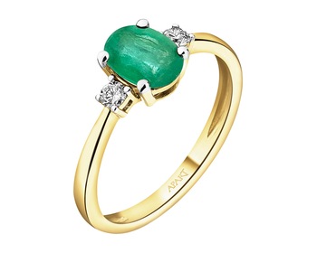 18 K Rhodium-Plated Yellow Gold Ring - fineness 18 K