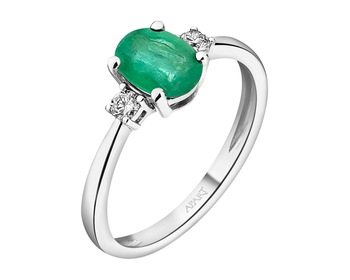 18 K Rhodium-Plated White Gold Ring - fineness 18 K