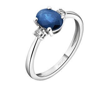 18 K Rhodium-Plated White Gold Ring - fineness 18 K