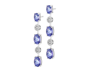 18 K Rhodium-Plated White Gold Dangling Earring - fineness 18 K