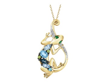 14 K Rhodium-Plated Yellow Gold Pendant - fineness 14 K