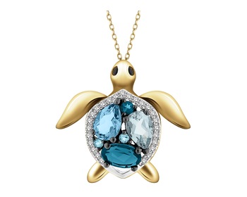 14 K Rhodium-Plated Yellow Gold Pendant  - fineness 14 K