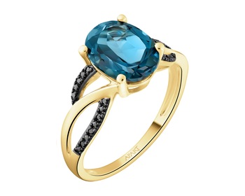 14 K Rhodium-Plated Yellow Gold Necklace with Diamonds - fineness 14 K