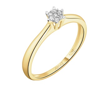 Yellow gold ring with diamonds - 0,05 ct - fineness 14 K