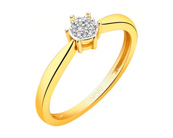 Yellow gold ring with diamonds - 0,02 ct - fineness 9 K