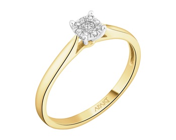 Yellow gold ring with diamonds - 0,07 ct - fineness 375