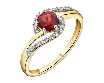 14 K Rhodium-Plated Yellow Gold Ring - fineness 14 K