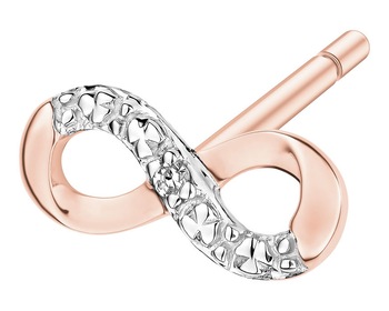 9 K Rhodium Plated Rose Gold Earring with Diamond - 0,003 ct - fineness 9 K