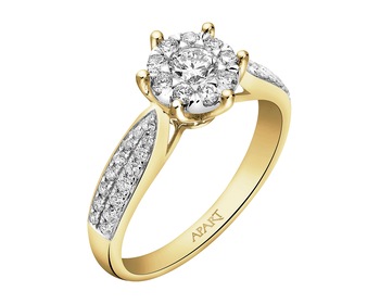 585 Yellow And White Gold Plated Ring - 0,55 ct - fineness 585