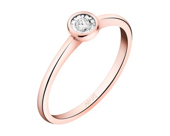 375 Pink Gold And Rhodium-Plated White Gold Ring with Diamond - 0,05 ct - fineness 375