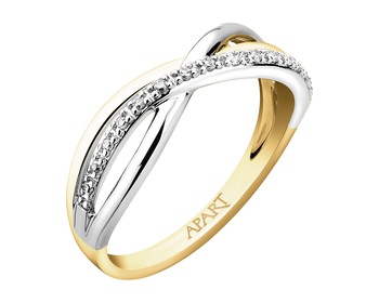 9ct Yellow Gold Ring with Diamonds - 0,05 ct - fineness 9 K