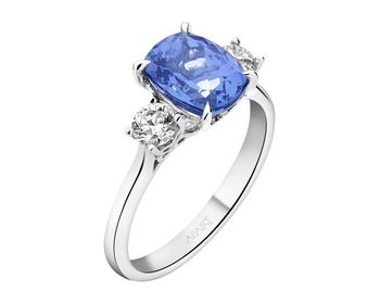 14 K Rhodium-Plated White Gold Ring - fineness 14 K