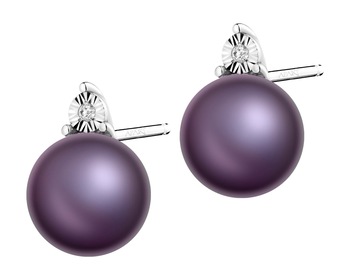 14 K Rhodium-Plated White Gold Earrings - fineness 14 K
