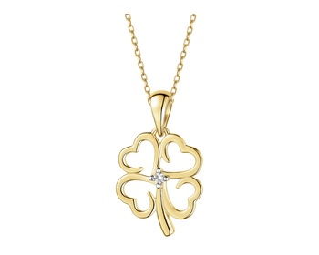 9ct Yellow Gold Pendant with Diamond - 0,01 ct - fineness 9 K