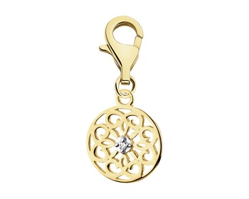 Yellow Gold Diamond Charms Pendant - Openwork Disc - 0,005 ct - fineness 9 K