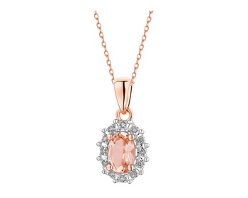 14 K Rhodium Plated Rose Gold Pendant with Diamonds - fineness 14 K
