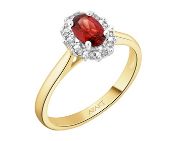 14 K Rhodium-Plated Yellow Gold Ring - fineness 14 K