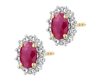 14 K Rhodium-Plated Yellow Gold Earrings - fineness 14 K