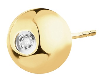 9 K Rhodium-Plated Yellow Gold Earrings with Diamonds - 0,003 ct - fineness 9 K