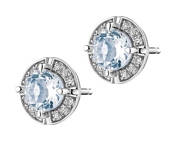 585 Rhodium-Plated White Gold Earrings with Diamonds - fineness 14 K