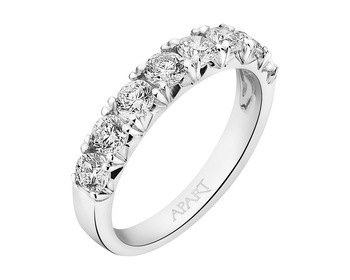 14 K Rhodium-Plated White Gold Band Ring with Diamonds - 1,00 ct - fineness 14 K