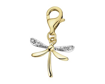 9 K Rhodium-Plated Yellow Gold Pendant with Diamonds - 0,04 ct - fineness 9 K