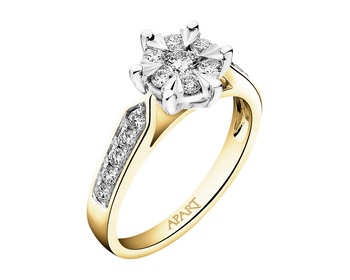 Yellow and White Gold Plated Ring - 0,57 ct - fineness 585