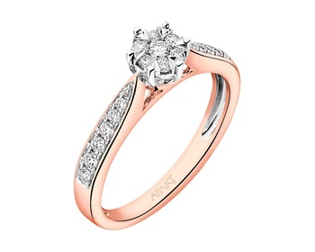 Ring in pink and white gold with diamonds - 0,25 ct - fineness 585