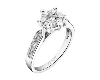 Rhodium-Plated White Gold Ring with Diamonds - 0,57 ct - fineness 14 K